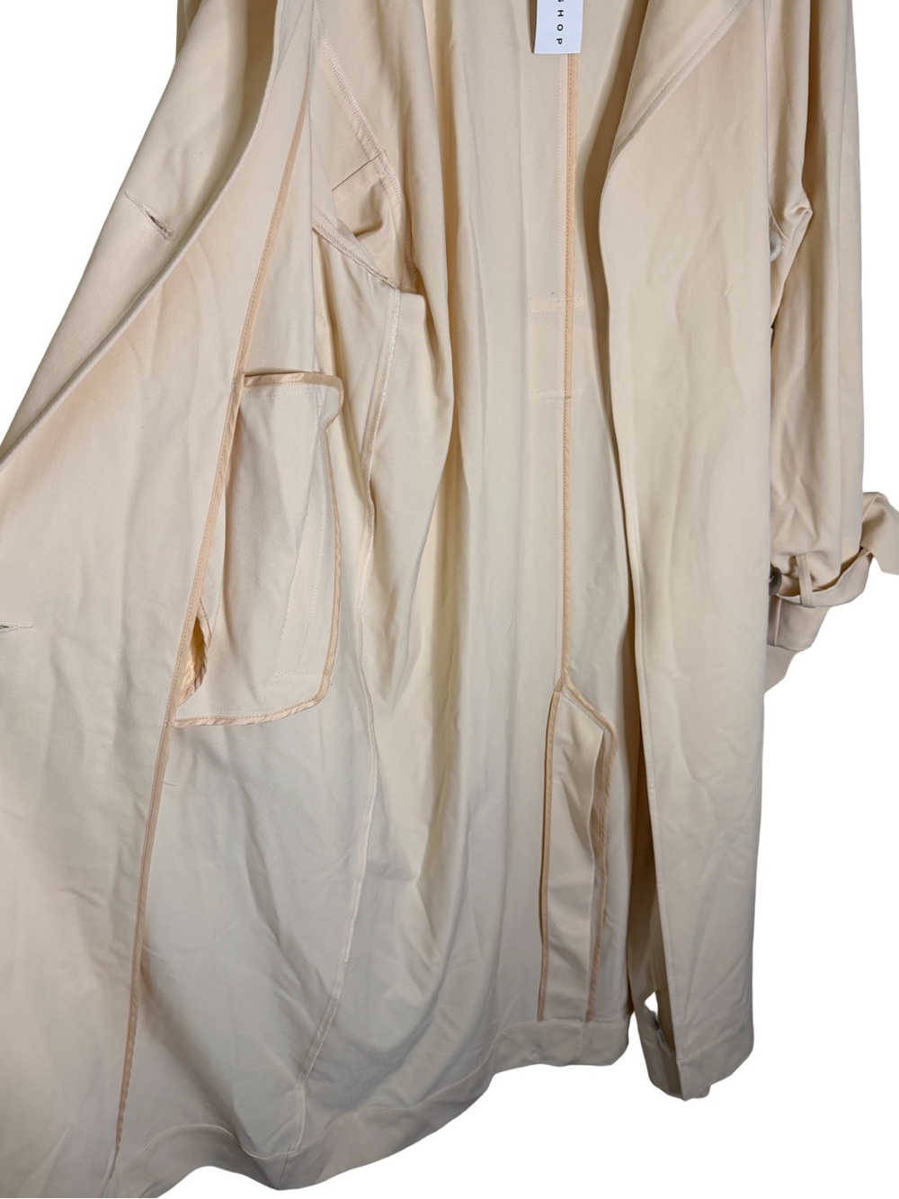 Topshop NWT Cream Trench Coat Belted Long Sleeve Jacket Size 4 - Picture 8 of 9